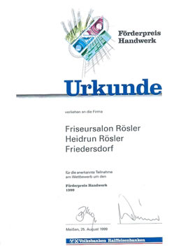 Urkunde Förderpreis Handwerk