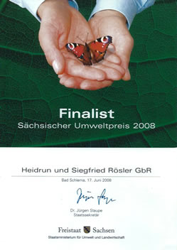Urkunde Sächsischer Umweltpreis